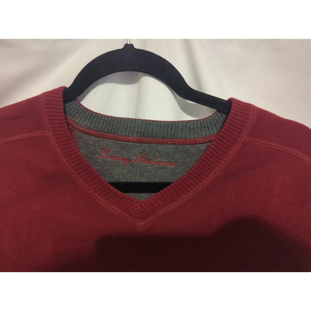 Tommy Bahama Men’s Sweater Solid Burgundy Red Cotton V Neck XL Read Description - Picture 6 of 13